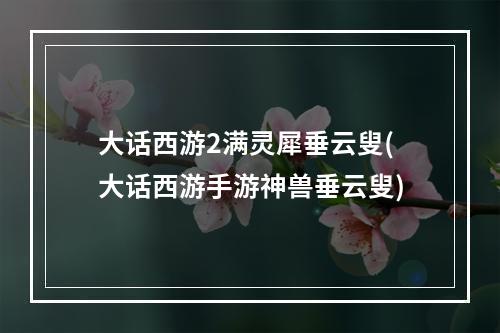 大话西游2满灵犀垂云叟(大话西游手游神兽垂云叟)