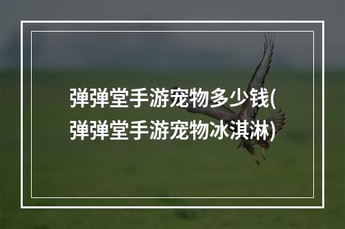 弹弹堂手游宠物多少钱(弹弹堂手游宠物冰淇淋)