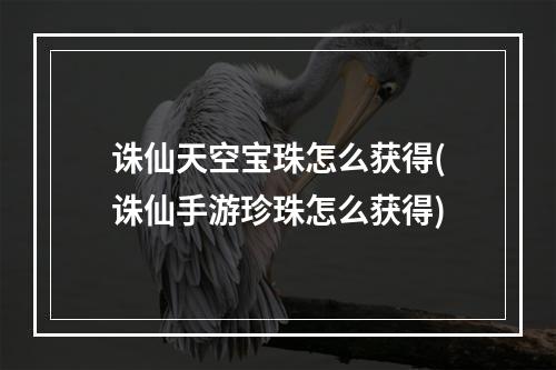 诛仙天空宝珠怎么获得(诛仙手游珍珠怎么获得)