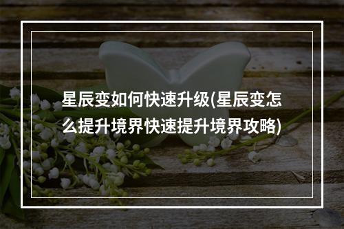 星辰变如何快速升级(星辰变怎么提升境界快速提升境界攻略)