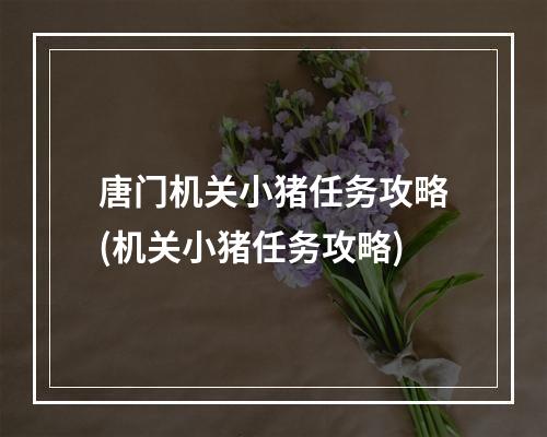 唐门机关小猪任务攻略(机关小猪任务攻略)