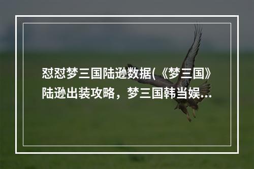 怼怼梦三国陆逊数据(《梦三国》陆逊出装攻略，梦三国韩当娱乐出装 郭嘉娱乐)