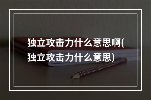 独立攻击力什么意思啊(独立攻击力什么意思)