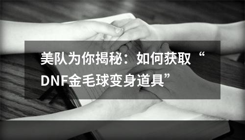 美队为你揭秘：如何获取“DNF金毛球变身道具”