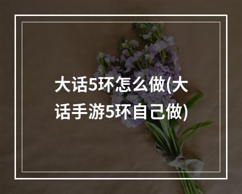 大话5环怎么做(大话手游5环自己做)