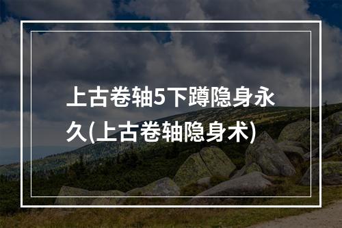 上古卷轴5下蹲隐身永久(上古卷轴隐身术)