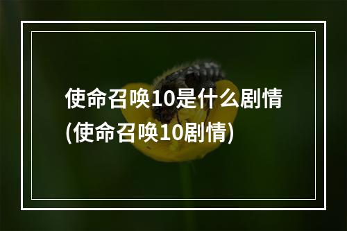 使命召唤10是什么剧情(使命召唤10剧情)