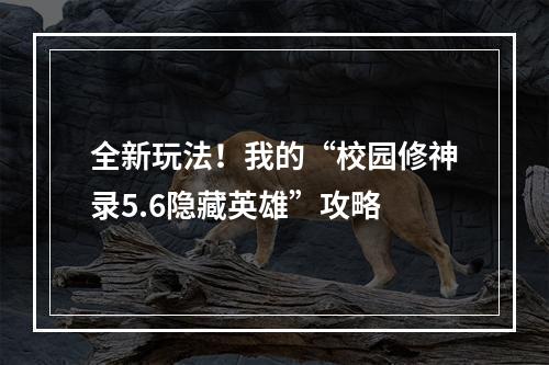 全新玩法！我的“校园修神录5.6隐藏英雄”攻略