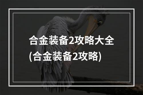 合金装备2攻略大全(合金装备2攻略)