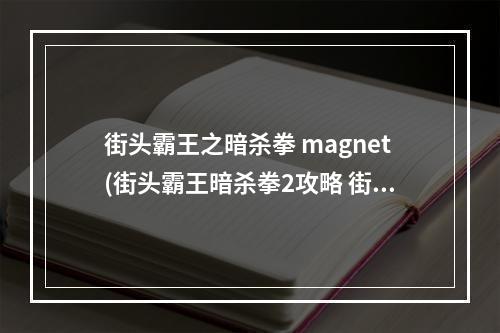 街头霸王之暗杀拳 magnet(街头霸王暗杀拳2攻略 街头霸王暗杀拳2什么时候出)