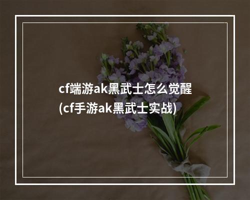 cf端游ak黑武士怎么觉醒(cf手游ak黑武士实战)