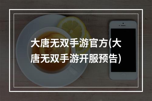 大唐无双手游官方(大唐无双手游开服预告)