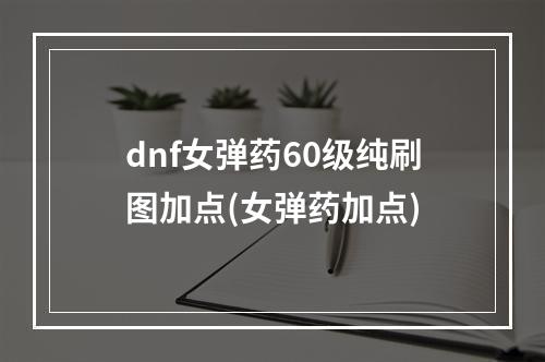 dnf女弹药60级纯刷图加点(女弹药加点)