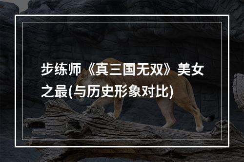 步练师《真三国无双》美女之最(与历史形象对比)