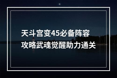 天斗宫变45必备阵容攻略武魂觉醒助力通关