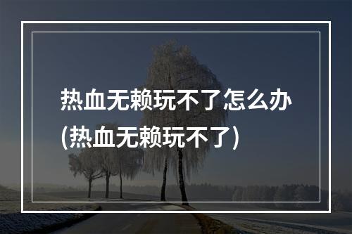 热血无赖玩不了怎么办(热血无赖玩不了)