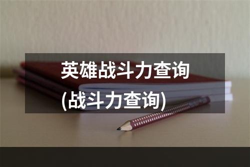 英雄战斗力查询(战斗力查询)