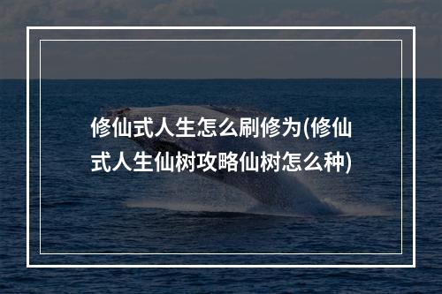 修仙式人生怎么刷修为(修仙式人生仙树攻略仙树怎么种)