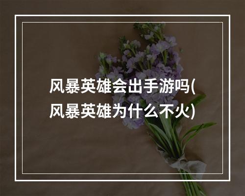 风暴英雄会出手游吗(风暴英雄为什么不火)