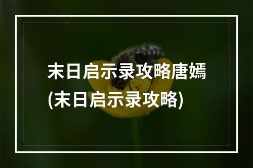 末日启示录攻略唐嫣(末日启示录攻略)