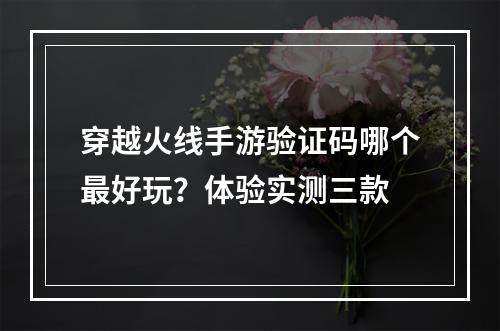 穿越火线手游验证码哪个最好玩？体验实测三款