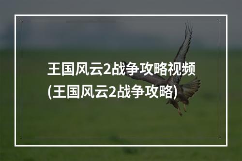 王国风云2战争攻略视频(王国风云2战争攻略)