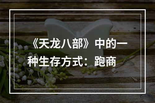 《天龙八部》中的一种生存方式：跑商