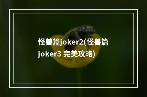 怪兽篇joker2(怪兽篇joker3 完美攻略)