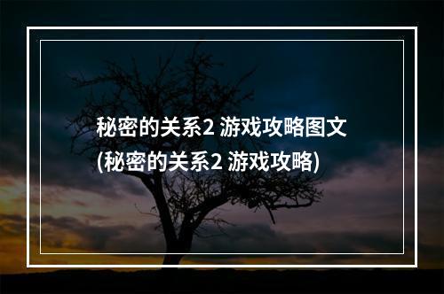 秘密的关系2 游戏攻略图文(秘密的关系2 游戏攻略)