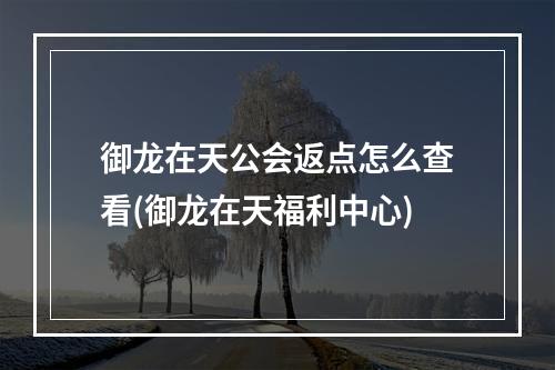 御龙在天公会返点怎么查看(御龙在天福利中心)