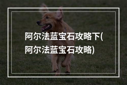 阿尔法蓝宝石攻略下(阿尔法蓝宝石攻略)