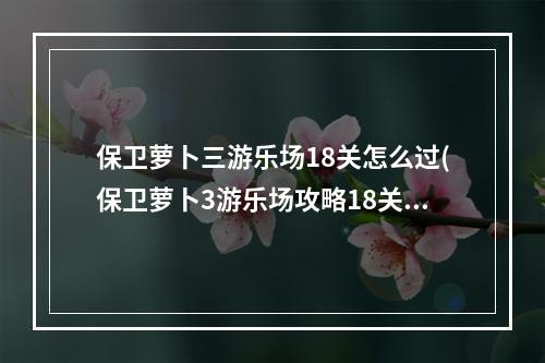 保卫萝卜三游乐场18关怎么过(保卫萝卜3游乐场攻略18关)