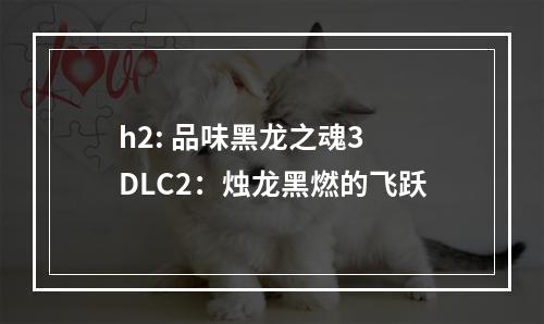 h2: 品味黑龙之魂3 DLC2：烛龙黑燃的飞跃