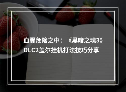 血腥危险之中：《黑暗之魂3》DLC2盖尔挂机打法技巧分享