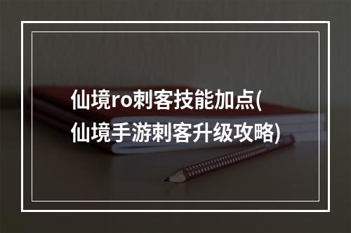 仙境ro刺客技能加点(仙境手游刺客升级攻略)