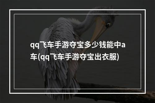 qq飞车手游夺宝多少钱能中a车(qq飞车手游夺宝出衣服)