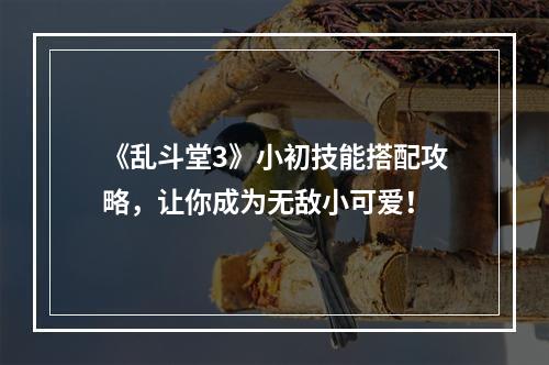 《乱斗堂3》小初技能搭配攻略，让你成为无敌小可爱！