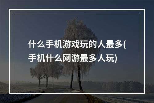 什么手机游戏玩的人最多(手机什么网游最多人玩)