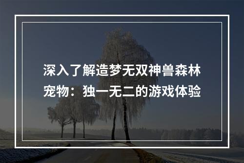 深入了解造梦无双神兽森林宠物：独一无二的游戏体验