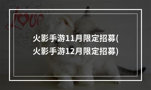 火影手游11月限定招募(火影手游12月限定招募)