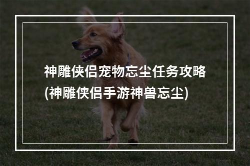 神雕侠侣宠物忘尘任务攻略(神雕侠侣手游神兽忘尘)