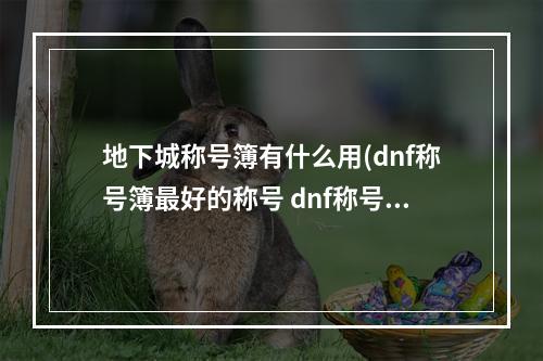 地下城称号簿有什么用(dnf称号簿最好的称号 dnf称号簿攻略)