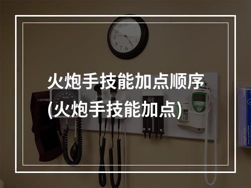 火炮手技能加点顺序(火炮手技能加点)