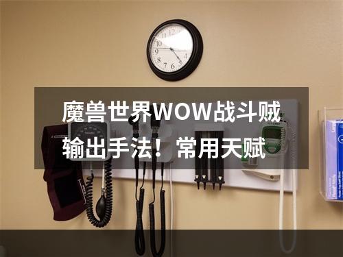 魔兽世界WOW战斗贼输出手法！常用天赋