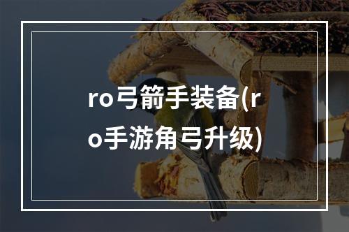 ro弓箭手装备(ro手游角弓升级)