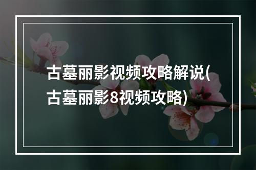 古墓丽影视频攻略解说(古墓丽影8视频攻略)