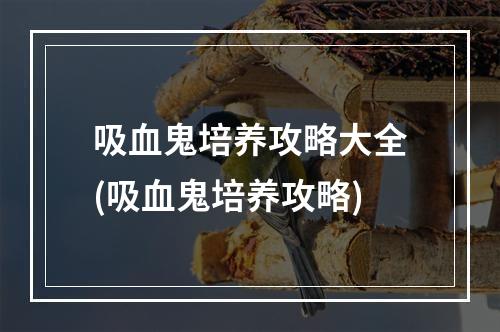 吸血鬼培养攻略大全(吸血鬼培养攻略)