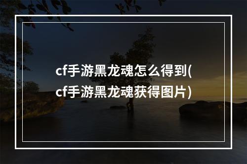 cf手游黑龙魂怎么得到(cf手游黑龙魂获得图片)