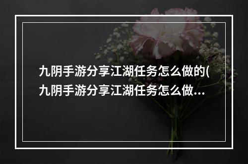 九阴手游分享江湖任务怎么做的(九阴手游分享江湖任务怎么做)