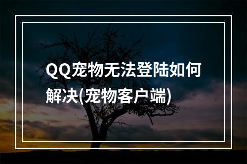 QQ宠物无法登陆如何解决(宠物客户端)